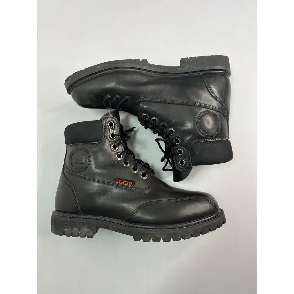 Icon Standard Motorcycle Black Leather Boots Men’s Size 10